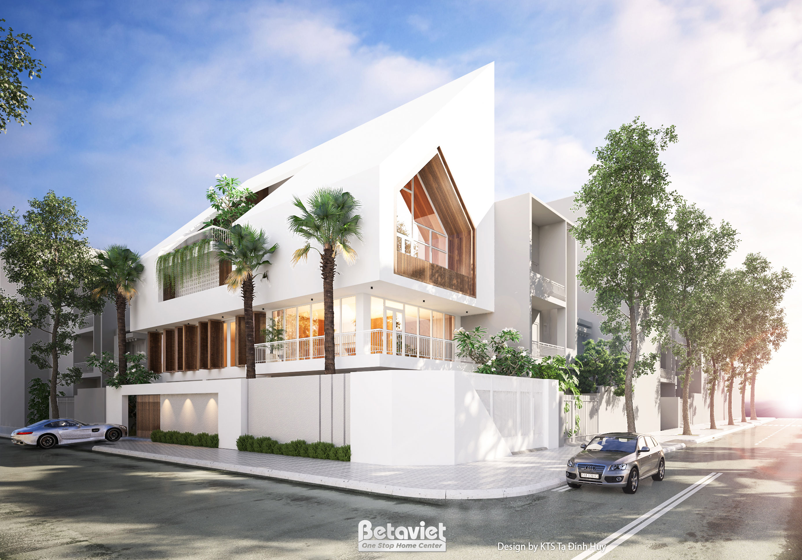 Thiết kế kiến trúc biệt thự góc liền kề Tropical Modern tại TP Hồ Chí Minh KT24553